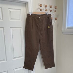 Damson Madder - NWT Organic Cotton Wide Leg Tapered Pants- Brown - XL